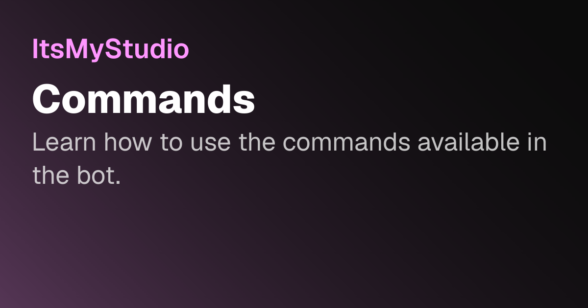 Bot Command List Commands